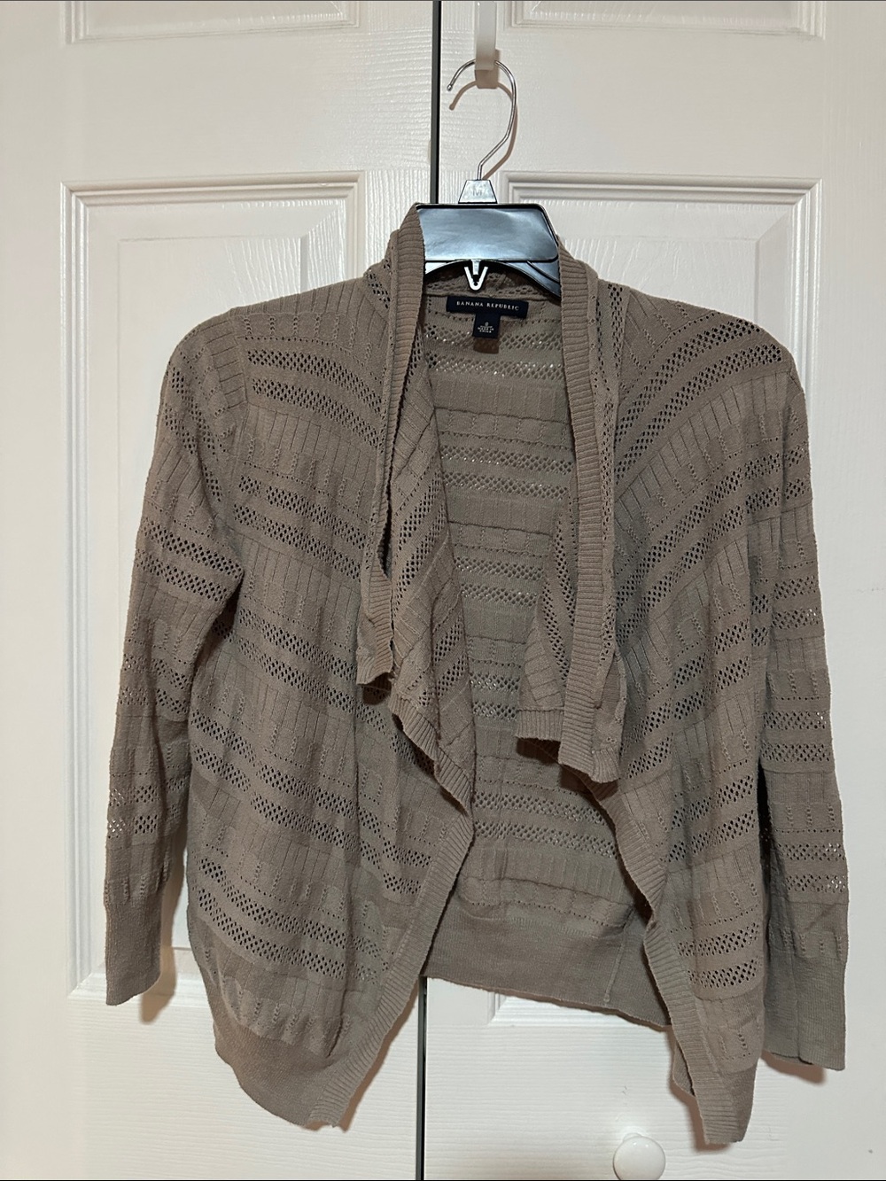 Banana Republic Taupe Open-Front Lightweight Knit Sweater